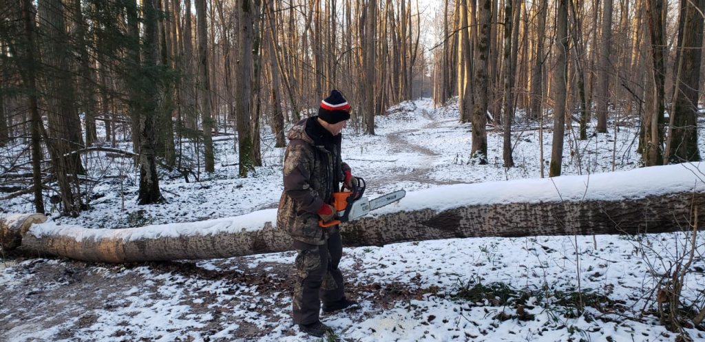 Каждый год перед началом сезона на красногорской трассе членам ГТО-клуба приходится убирать упавшие деревья. 